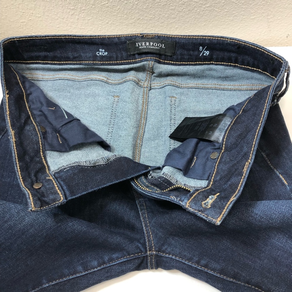 Liverpool The Crop Stretchy Dark Wash Slim Straight Mid Rise Jeans women's 8/29 - Picture 12 of 13
